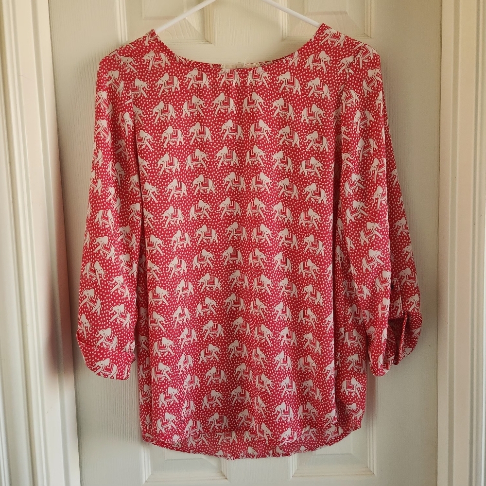 41 Hawthorn Stitch Fix Elephant Print Blouse Top Size Small